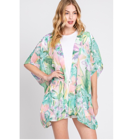 Green Floral Kimono - Picture 2 of 5